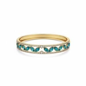 Anne Klein Gold Tone Teal Crystal Bangle Bracelet NIB
